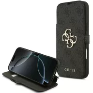   Guess Book 4G Metal Logo Apple iPhone 17 Pro oldalra nyíló tok kártyatartóval, fekete