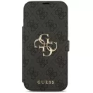 Guess Book 4G Metal Logo Apple iPhone 17 Pro oldalra nyíló tok kártyatartóval, fekete