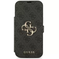   Guess Book 4G Metal Logo Apple iPhone 17 Pro oldalra nyíló tok kártyatartóval, fekete