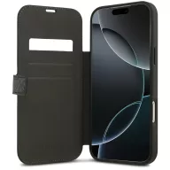   Guess Book 4G Metal Logo Apple iPhone 17 Pro oldalra nyíló tok kártyatartóval, barna