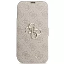 Guess Book 4G Metal Logo Apple iPhone 17 Pro oldalra nyíló tok kártyatartóval, rózsaszín