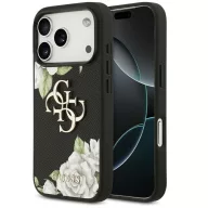   Guess Grained Roses & Big 4G Logo Apple iPhone 17 Pro Max tok, virág minta, fekete