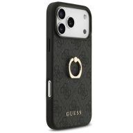   Guess 4G Ring Stand Apple iPhone 17 Pro Max tok, gyűrű alakú tartóval, fekete