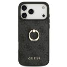 Guess 4G Ring Stand Apple iPhone 17 Pro Max tok, gyűrű alakú tartóval, fekete