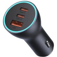   Baseus Golden Contactor Pro Triple 2xUSB-C-USB-A autós töltő, 65W, szürke