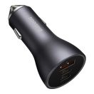 Baseus Golden Contactor Pro Triple 2xUSB-C-USB-A autós töltő, 65W, szürke