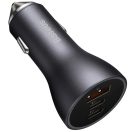 Baseus Golden Contactor Pro Triple 2xUSB-C-USB-A autós töltő, 65W, szürke