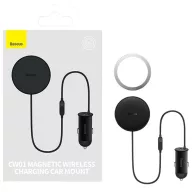   Baseus CW01 USB-C mágneses autós telefontartó autós töltővel, szellőzőrácsra, 15W + 25W, fekete