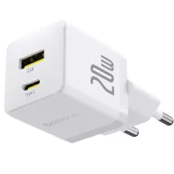   Baseus Palm 2in1 USB-C-USB-A hálózati gyorstöltő adapter, 20W, fehér