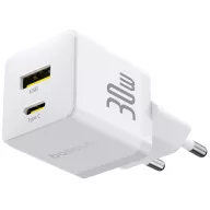   Baseus Palm 2in1 USB-C-USB-A hálózati gyorstöltő adapter, 30W, fehér