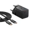 Baseus GaN5 Mini USB-C hálózati gyorstöltő adapter 25W, + USB-C-USB-C fonott kábel, 100W, fekete