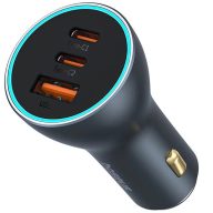   Baseus Golden Contactor Pro GaN 2xUSB-C-USB-A autós töltő, 65W, szürke