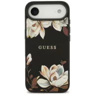   Guess Grained Flowers Classic Logo Apple iPhone Air (2025) MagSafe tok, virág minta, fekete