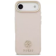   Guess 4G Grained Strass Logo Apple iPhone Air (2025) MagSafe tok kameravédő peremmel, rózsaszín-arany