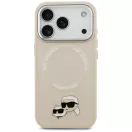 Karl Lagerfeld Karl & Choupette Pins Apple iPhone 17 Pro MagSafe kompatibilis hátlap tok, bézs
