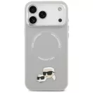 Karl Lagerfeld Karl & Choupette Pins Apple iPhone 17 Pro MagSafe kompatibilis hátlap tok, szürke