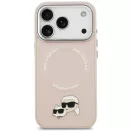 Karl Lagerfeld Karl & Choupette Pins Apple iPhone 17 Pro Max MagSafe kompatibilis hátlap tok, rózsaszín