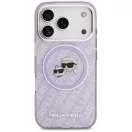 Karl Lagerfeld IML Glitter Karl & Choupette Heads Logo Apple iPhone 17 Pro Max MagSafe kompatibilis hátlap tok, csillámos, lila