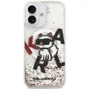 Karl Lagerfeld Liquid Glitter Choupette Logo Apple iPhone 17 MagSafe kompatibilis hátlap tok, csillámos, átlátszó