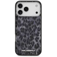   Karl Lagerfeld IML Leopard Pattern Apple iPhone 17 Pro Max MagSafe kompatibilis hátlap tok, leopárd minta, fekete
