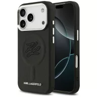   Karl Lagerfeld Initial & Metal Logo Apple iPhone 17 Pro MagSafe kompatibilis hátlap tok, fekete