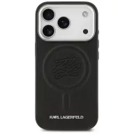   Karl Lagerfeld Initial & Metal Logo Apple iPhone 17 Pro MagSafe kompatibilis hátlap tok, fekete