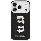Karl Lagerfeld FW Grained Karl & Choupette Heads Pins & Logo Apple iPhone 17 Pro hátlap tok, fekete