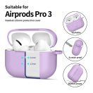 Tech-Protect AirPods Pro 3 szilikon tok, karabinerrel, lila