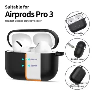  Tech-Protect AirPods Pro 3 szilikon tok, karabinerrel, fekete