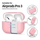 Tech-Protect AirPods Pro 3 szilikon tok, karabinerrel, rózsaszín