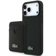   Lacoste Iconic Petit Pique Apple iPhone 17 Pro MagSafe tok + kártyatartó pénztárca, fekete