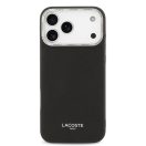 Lacoste PU Leather Champs Elysees Apple iPhone 17 Pro MagSafe tok kameravédő peremmel, fekete