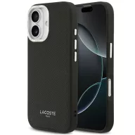   Lacoste PU Leather Champs Elysees Apple iPhone 17 MagSafe tok kameravédő peremmel, fekete