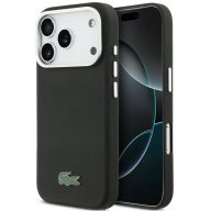   Lacoste Iconic Petit Pique Metal Logo Apple iPhone 17 Pro MagSafe tok kameravédő peremmel, fekete