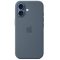 Apple iPhone 17 gyári szilikon tok, MagSafe, acélkék