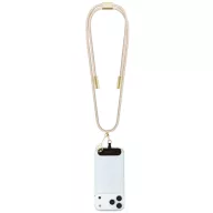   Guess Crossbody Strap PU 4G Metal Logo univerzális pánt, USB-C-USB-C töltő- és adatkábellel, bézs