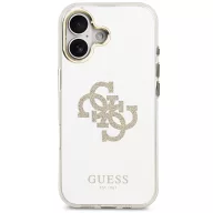   Guess PC/TPU Mirror 4G Glitter Logo Apple iPhone 17 csillámos hátlap tok kameravédő peremmel, MagSafe, arany