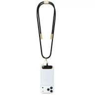   Guess Crossbody Strap PU 4G Metal Logo univerzális pánt, USB-C-USB-C töltő- és adatkábellel, fekete