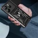 Tech-Protect Camshield Pro Xiaomi Redmi Note 13 Pro / 14S / Poco M6 Pro 4G strapabíró tok kameravédelemmel, kitámasztóval, fekete
