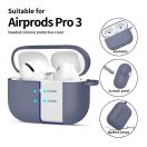 Tech-Protect AirPods Pro 3 szilikon tok, karabinerrel, világoskék