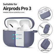   Tech-Protect AirPods Pro 3 szilikon tok, karabinerrel, világoskék