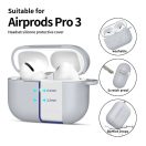 Tech-Protect AirPods Pro 3 szilikon tok, karabinerrel, szürke
