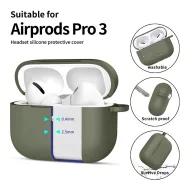   Tech-Protect AirPods Pro 3 szilikon tok, karabinerrel, sötétzöld