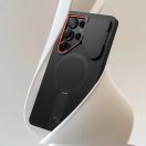 Tech-Protect Kevlar Aura Samsung Galaxy S25 Ultra MagSafe tok kameravédelemmel, kitámasztóval, fekete-narancs