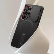   Tech-Protect Kevlar Aura Samsung Galaxy S25 Ultra MagSafe tok kameravédelemmel, kitámasztóval, fekete-narancs