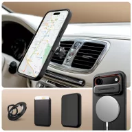   Tech-Protect Kevlar Aura Apple iPhone Air (2025) MagSafe tok kameravédelemmel, kitámasztóval, fekete-narancs