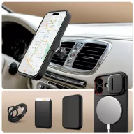   Tech-Protect Kevlar Aura Apple iPhone 17 MagSafe tok kameravédelemmel, kitámasztóval, fekete-narancs