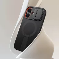   Tech-Protect Kevlar Aura Apple iPhone 17 MagSafe tok kameravédelemmel, kitámasztóval, fekete-narancs