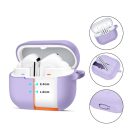 Tech-Protect Samsung Galaxy Buds 3 / 3 FE / 3 Pro szilikon tok, karabinerrel, lila