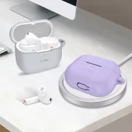   Tech-Protect Samsung Galaxy Buds 3 / 3 FE / 3 Pro szilikon tok, karabinerrel, lila